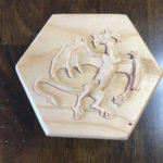 HEXAGON SOLID CHERRY DICE BOX DETAIL ENGRAVED WITH A RAISED DRAGON - Image 2